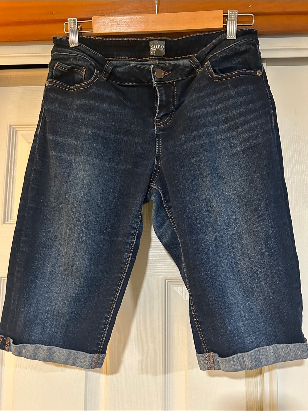 Soho Women's Dark Indigo Boyfriend Bermuda Jeans
